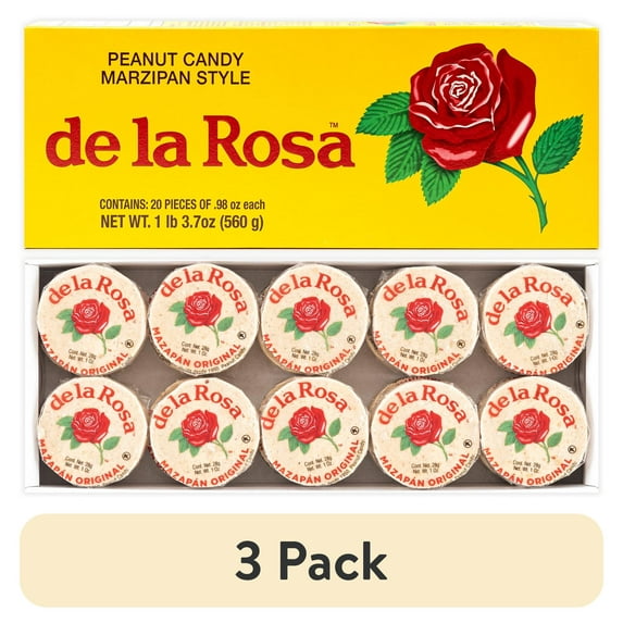 (3 pack) De La Rosa Mazapan Style Mexican Peanut Candy, 20 Count