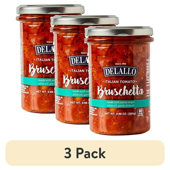 (3 pack) DeLallo Tomato Bruschetta, Gluten-Free, 9.88 oz Jar