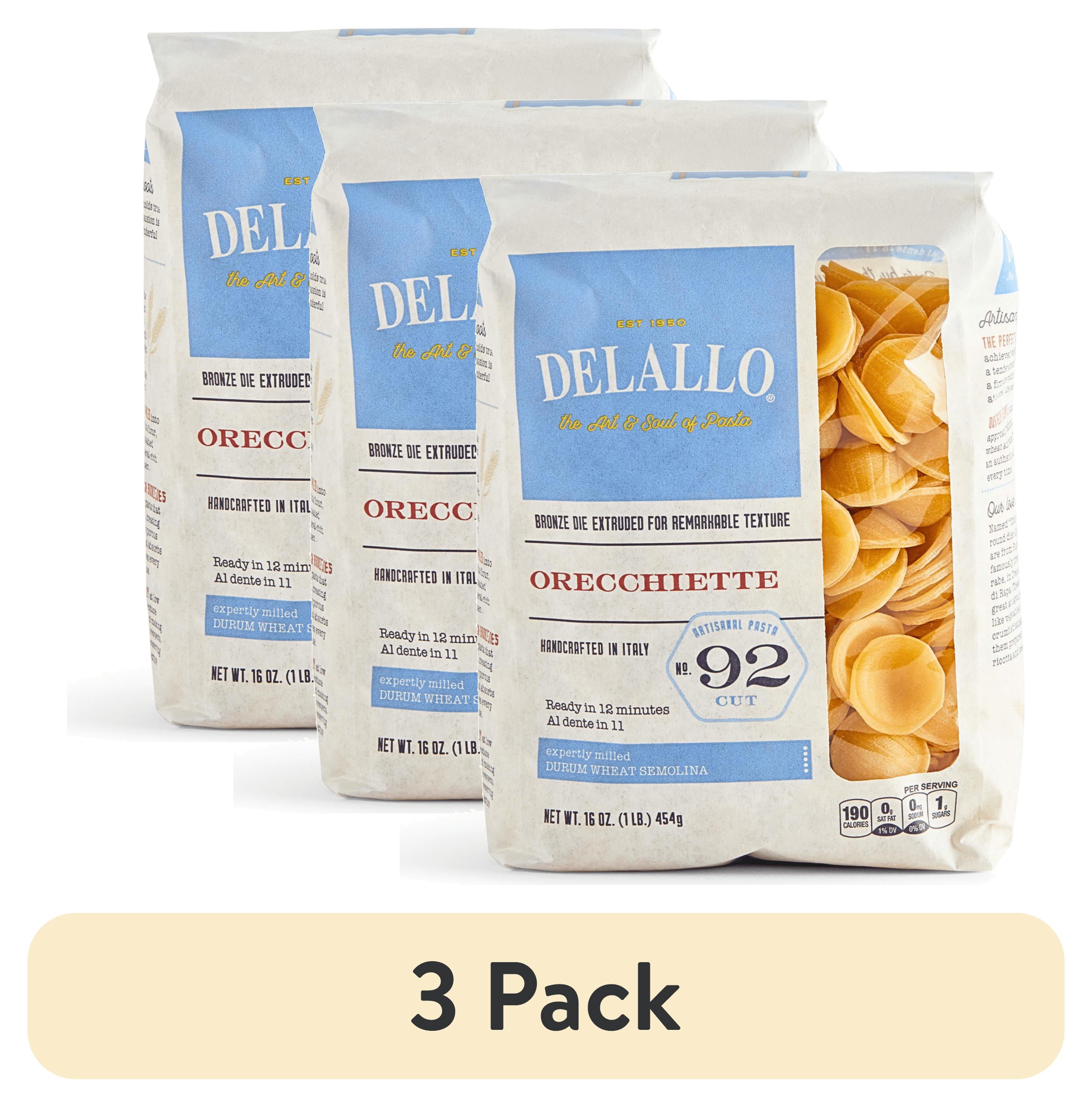 (3 pack) DeLallo Orecchiette Pasta, Made in Italy, Non-GMO,  16 oz Bag