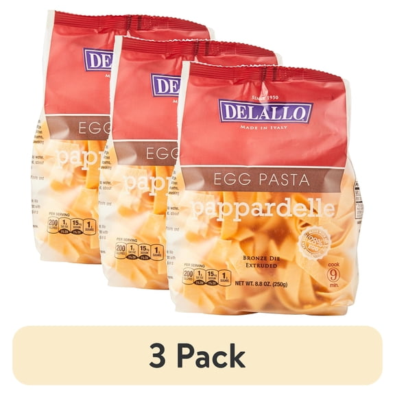(3 pack) DeLallo Pappardelle Egg Pasta Nests, 8.8 Ounce Bag, Made in Italy, Kosher, Non-GMO