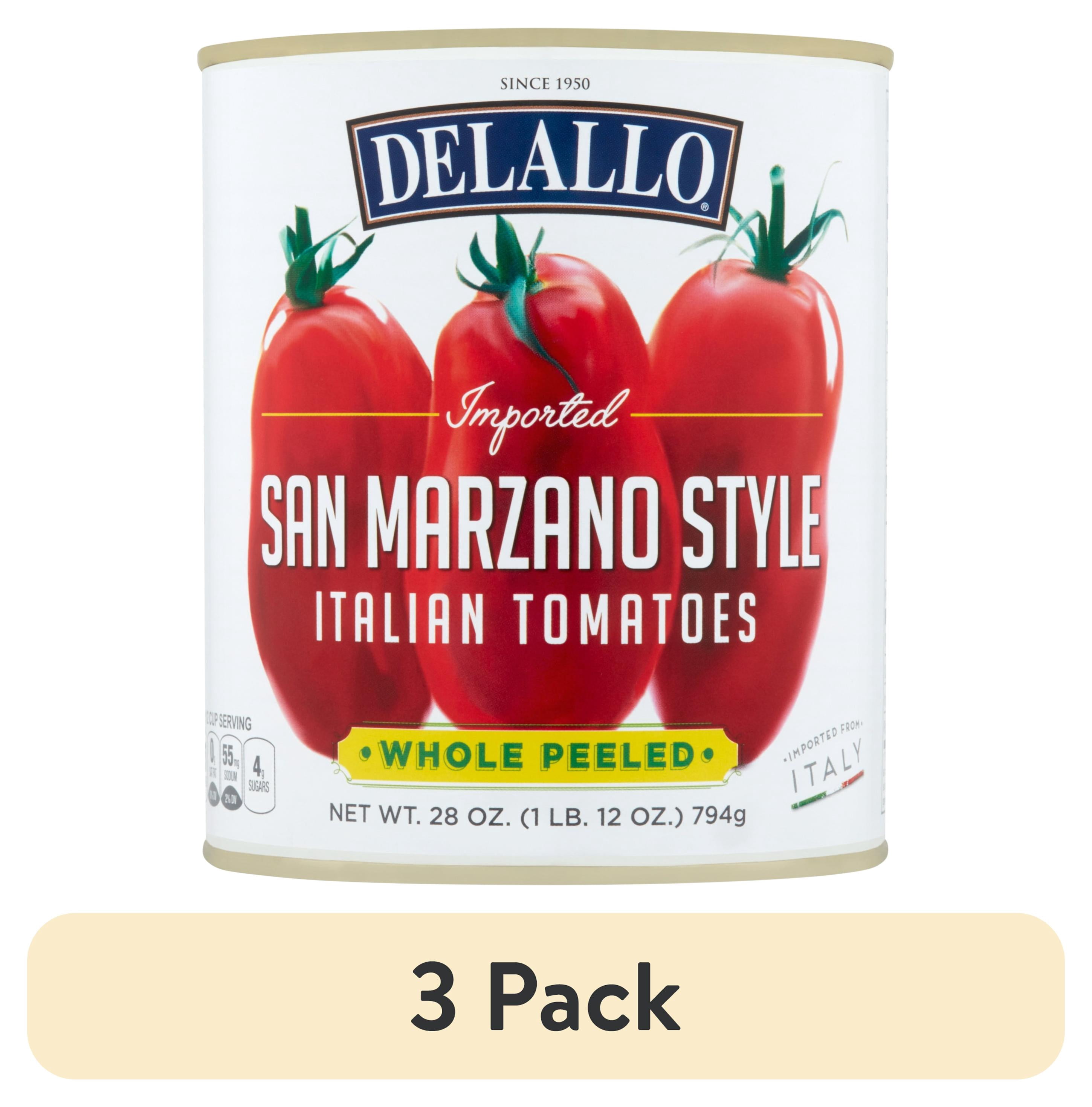 (3 pack) DeLallo San Marzano Style Whole Peeled Tomatoes, Grown in Italy, 28 oz Can