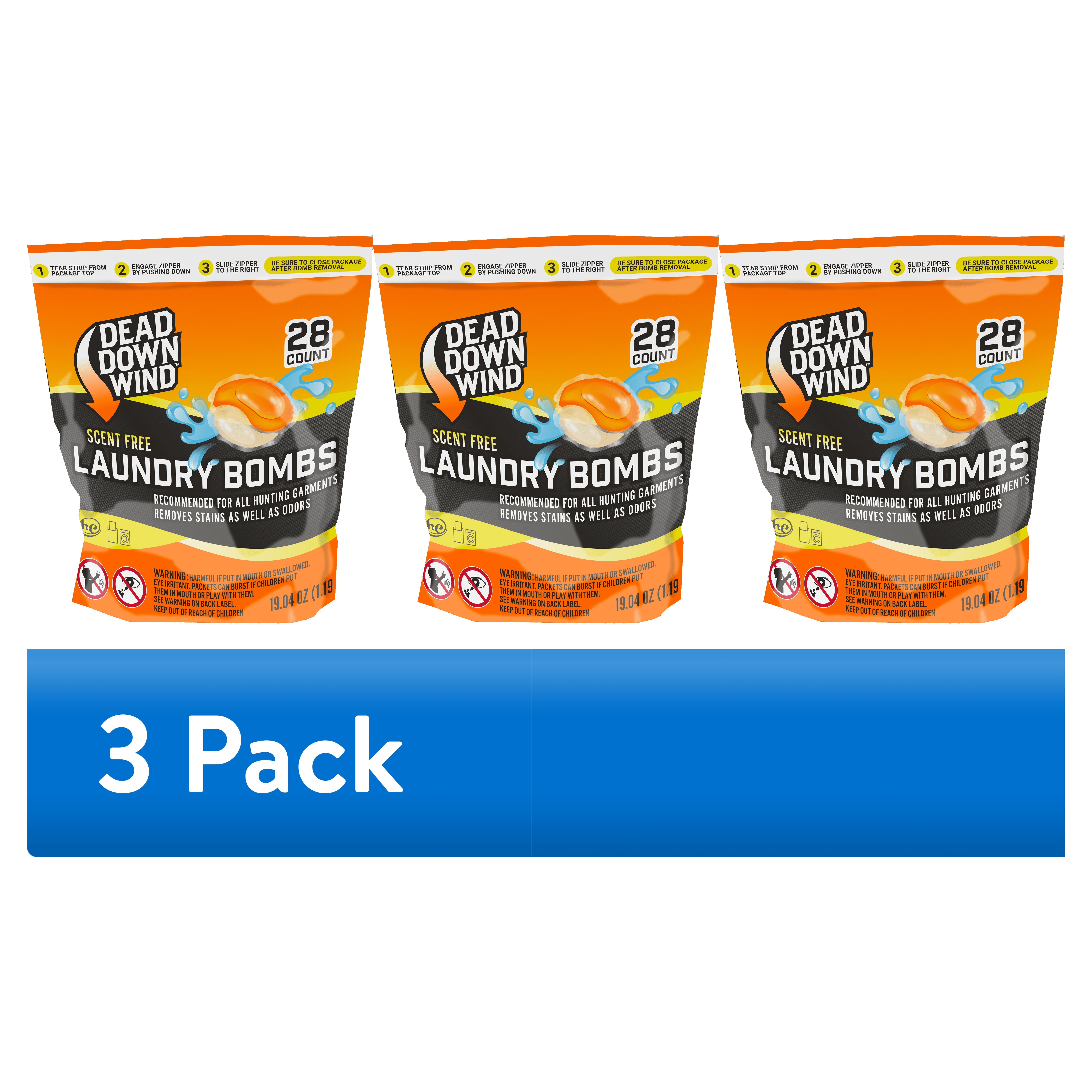 (3 pack) Dead Down Wind Laundry Bombs (Pods) - 28ct - Unscented Detergent for Hunting - 19.04 total oz.