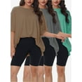 thumbnail image 1 of 3-pack Deep Gray&Green&Khaki Women's Plus Size T Shirts Oversized Tees Summer Half Sleeve Crew Neck Tunic Tops, 1 of 6