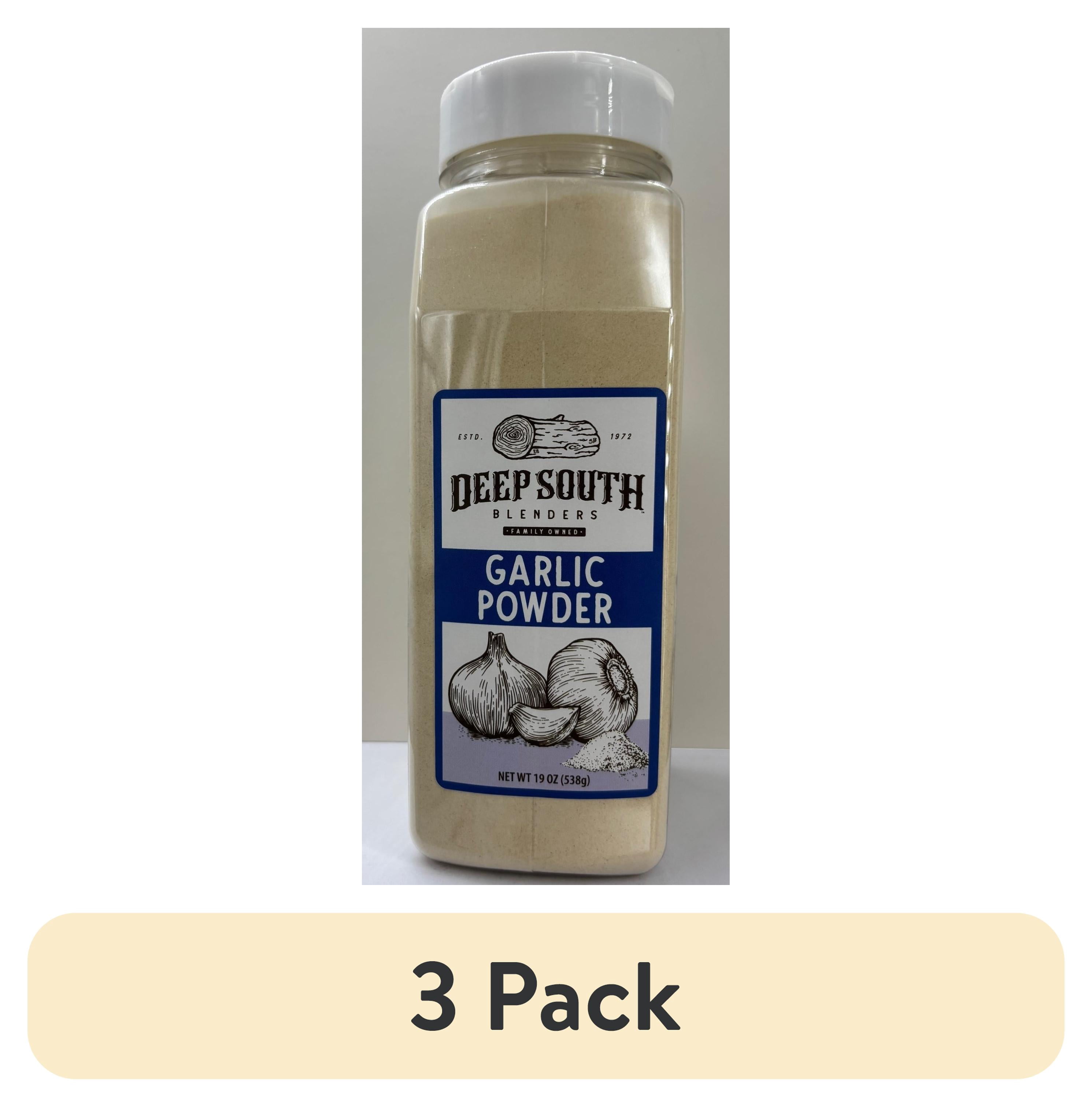 (3 pack) Deep South Brand Fresh Garlic Powder Packed in 19 oz Large Resealable Plastic Jars. Single Fresh Spice.