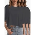 thumbnail image 1 of 3-pack Deep gray Women's Comfy Basic Workout Gym Short Sleeve Crop Tops Casual Loose Oversized T-Shirts, 1 of 6