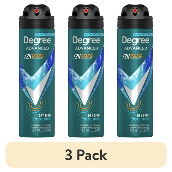 (3 pack) Degree Long Lasting Men's Antiperspirant Deodorant Dry Spray Cool Rush, 3.8 oz