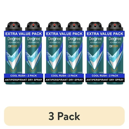 (3 pack) Degree Men Antiperspirant Deodorant Dry Spray Cool Rush, 3.8 oz Twin Pack