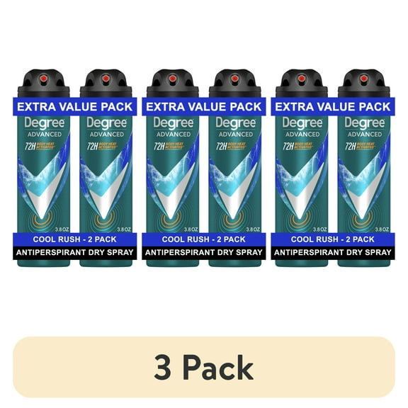 (3 pack) Degree Men Antiperspirant Deodorant Dry Spray Cool Rush, 3.8 oz Twin Pack