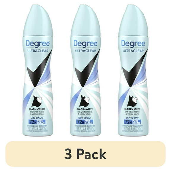 (3 pack) Degree Ultra Clear Long Lasting Antiperspirant Deodorant Dry Spray, Pure Clean, 3.8 oz