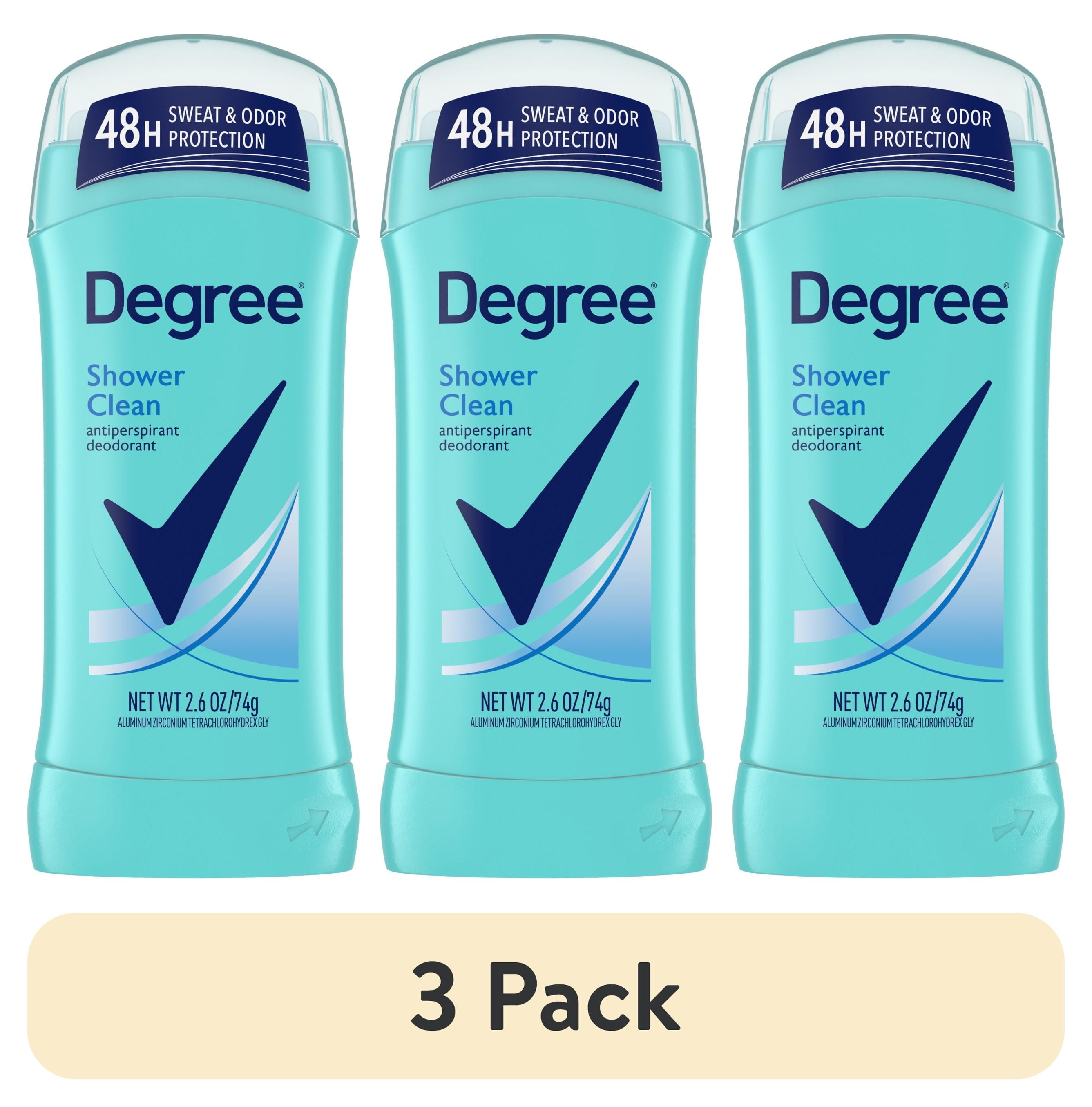 (3 pack) Degree Women's Long Lasting Antiperspirant Deodorant Stick, Shower Clean, 2.6 oz