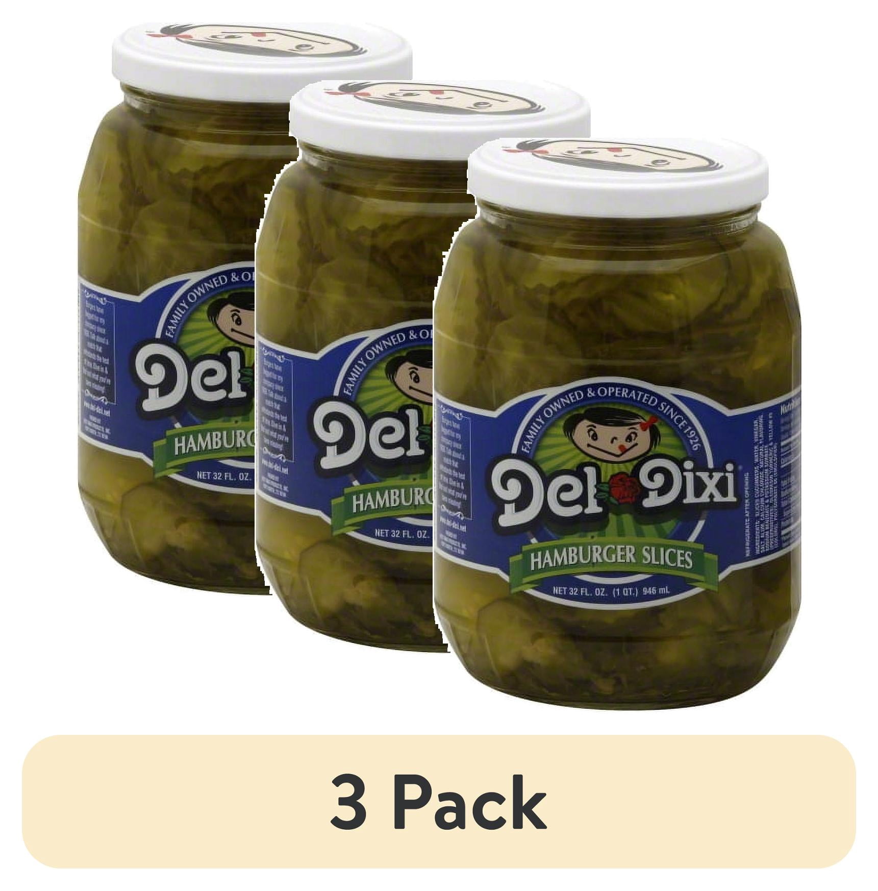 (3 pack) Del Dixi® Hamburger Slices Pickles 32 fl. oz. Jar
