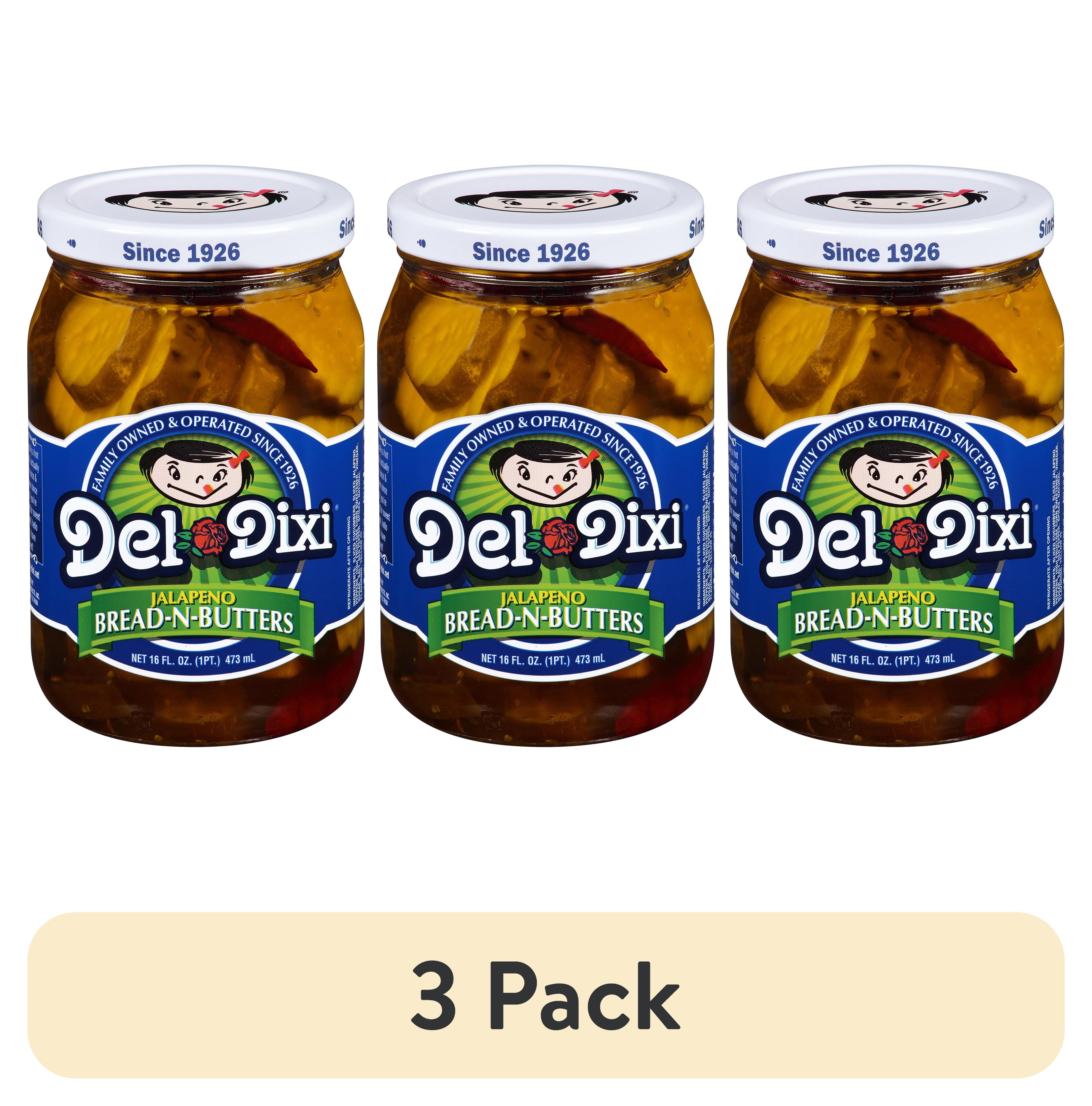 (3 pack) Del-Dixi Jalapeno Bread-N-Butters Pickles, 16 fl oz - Walmart.com