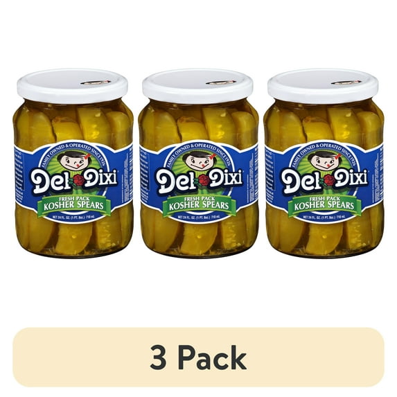 (3 pack) Del-Dixi Kosher Spears Fresh Pack, 24 Fl Oz