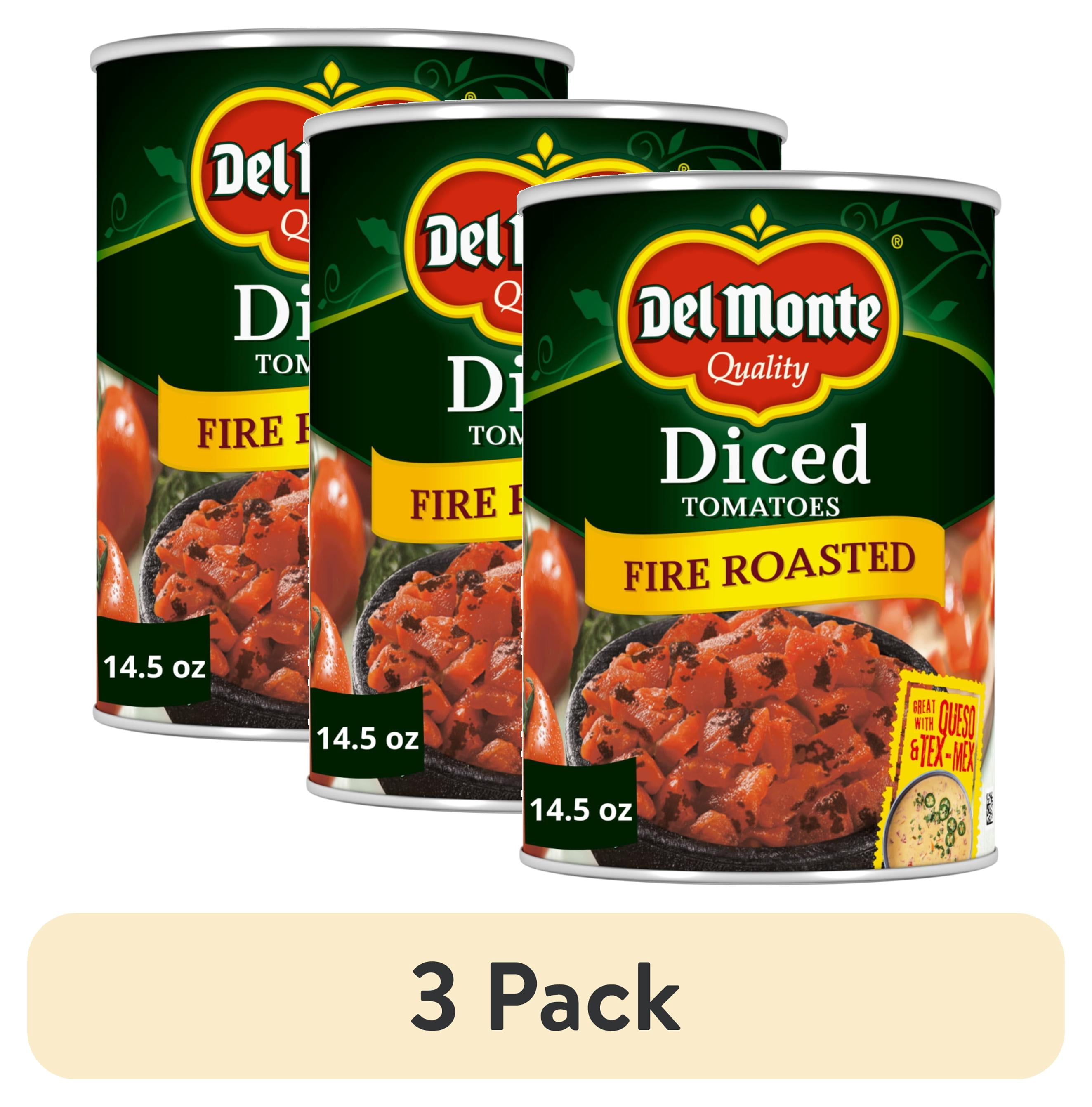 (3 pack) Del Monte Fire Roasted Diced Tomatoes, 14.5 oz Can