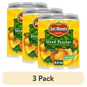 (3 pack) Del Monte Sliced Yellow Cling Peaches in Heavy Syrup, Canned Fruit, 8.5 oz Can