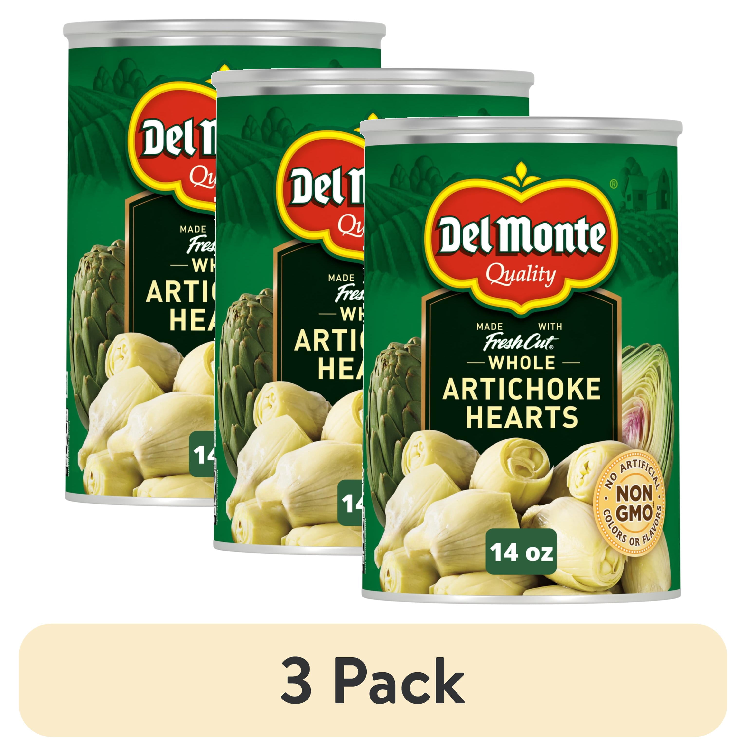 (3 pack) Del Monte Whole Artichoke Hearts, Canned Vegetables, 14 oz can