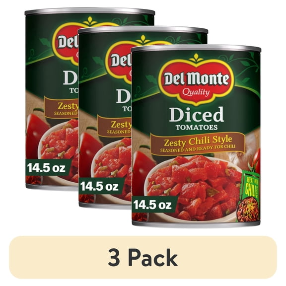 (3 pack) Del Monte Zesty Chili Style Diced Tomatoes, 14.5 oz Can
