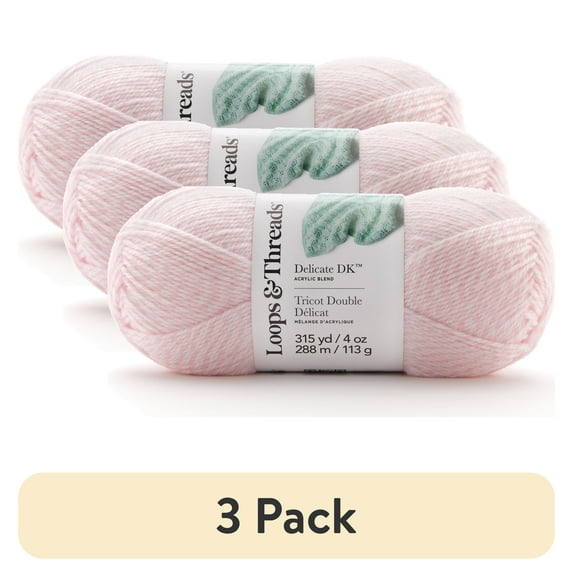 (3 pack) Delicate DK Yarn by Loops & Threads - Yarn for Knitting - Crochet - Weaving - and Arts & Crafts - Pink - Acrylic Yarn - 4 oz