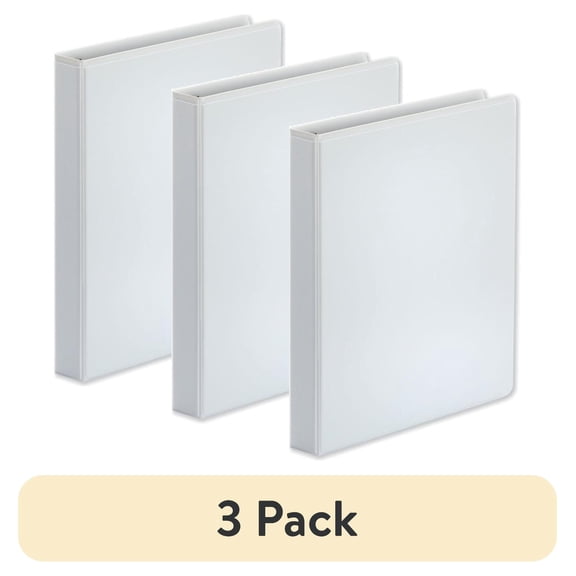 (3 pack) Universal Comfort Grip Deluxe Plus 1" 3-Ring View Binders D-Ring White with Transparent Cover