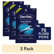 3 pack DenTek Complete Clean Easy Reach Floss Picks, No Break & No Shred Floss, 75 Count