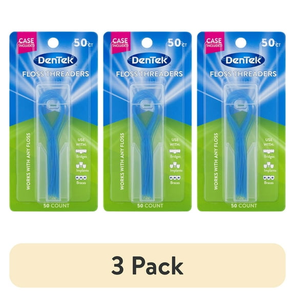 (3 pack) DenTek Floss Threaders, For Braces, Bridges, and Implants, 50 Count