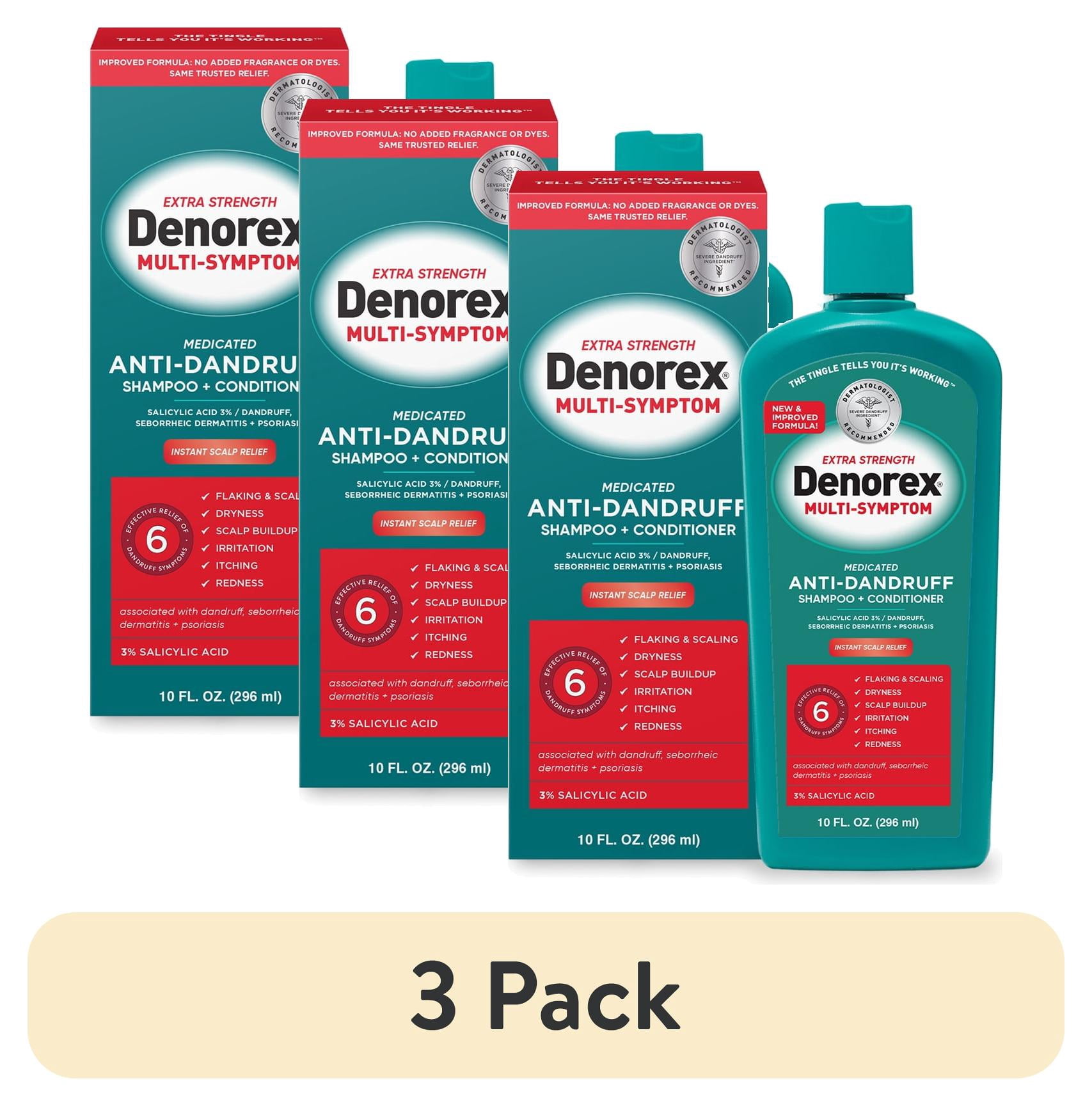 (3 pack) Denorex Extra Strength Medicated Dandruff Shampoo and Conditioner, 10 fl oz