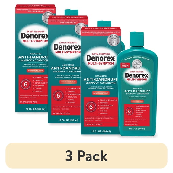 (3 pack) Denorex Extra Strength Medicated Dandruff Shampoo and Conditioner, 10 fl oz