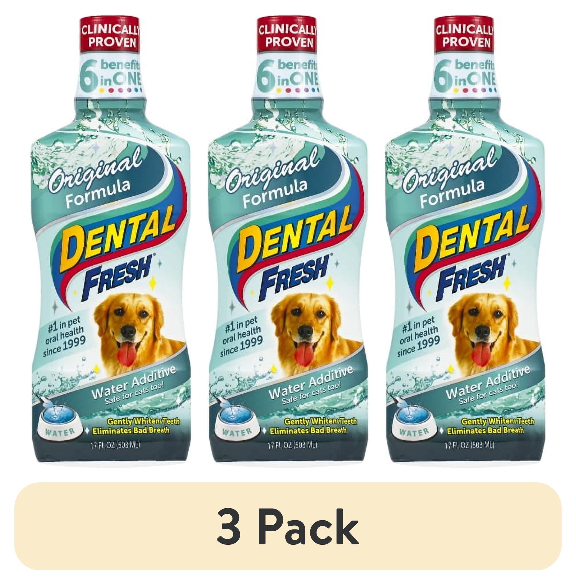 (3 pack) Dental Fresh Water Additive for Dogs & Cats, Original Formula, 17oz