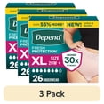 thumbnail image 1 of (3 pack) Depend Fresh Protection Incontinence Underwear for Women, Adult Diapers, XL, 26 Count, 1 of 13