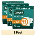 thumbnail image 1 of (3 pack) Depend Protection with Tabs Incontinence Underwear, Adult Diapers, Unisex, L, 16 Count, 1 of 12