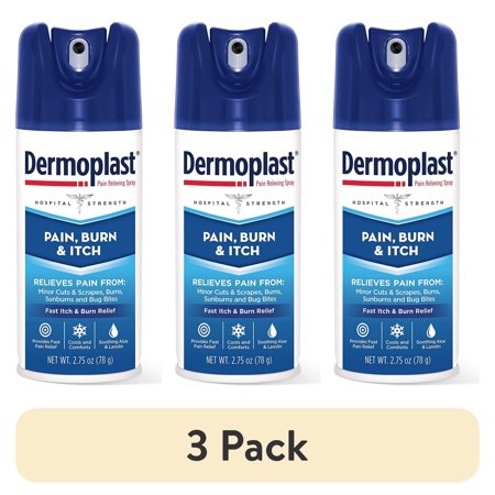 (3 pack) Dermoplast Hospital Strength Pain Relieving Spray for Burn & Itch Relief- 2.75 oz