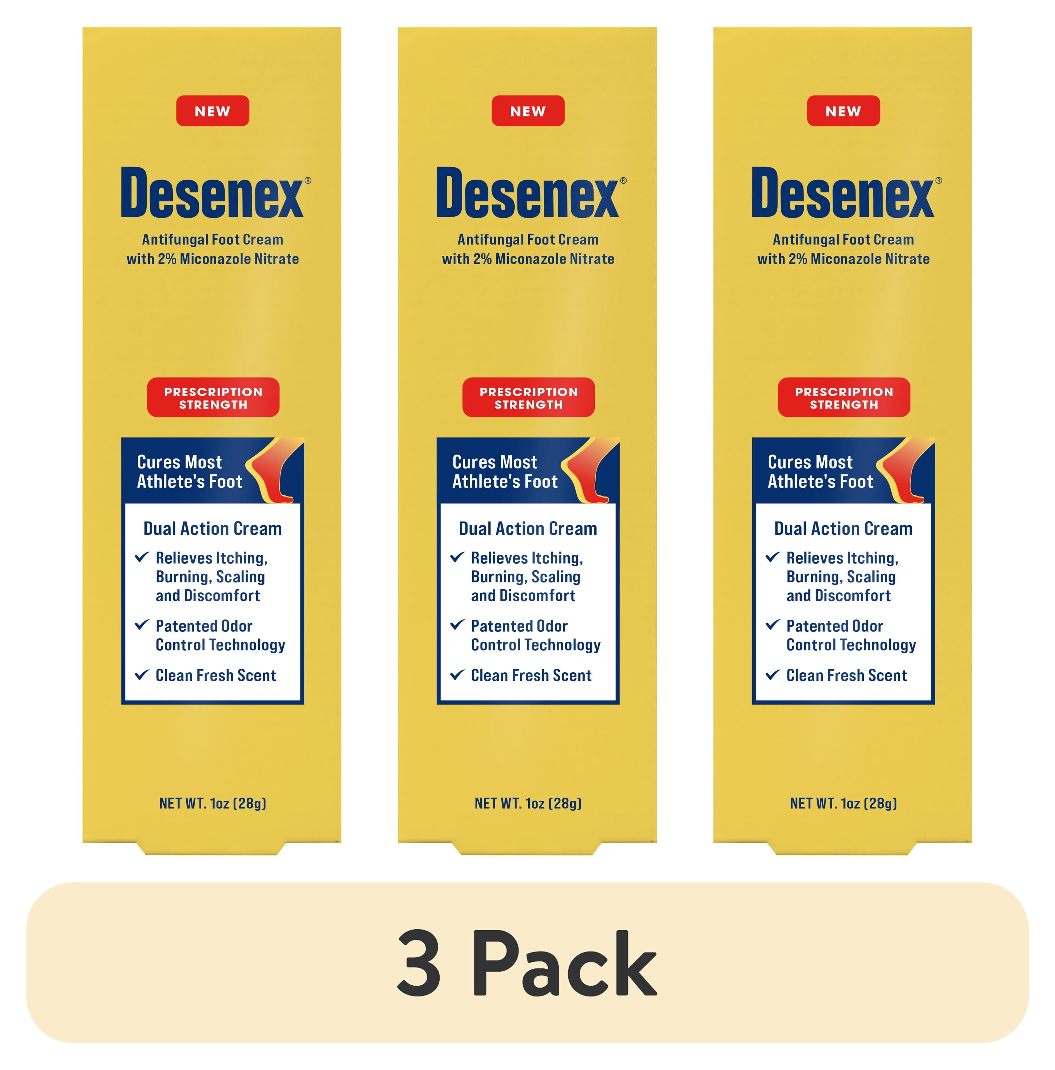 (3 pack) Desenex Anti-Fungal Foot Cream, 1oz, Prescription-Strength Miconazole Nitrate