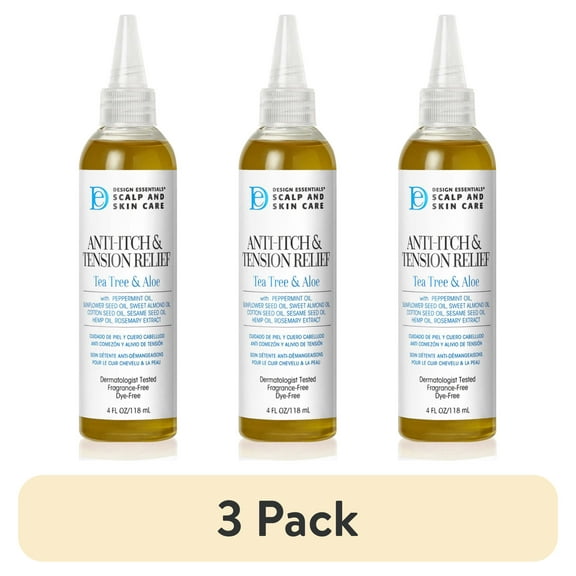 (3 pack) Design Essentials Scalp Care Anti-Itch & Tension Relief Hair Oil 4 fl oz, All Hair Types