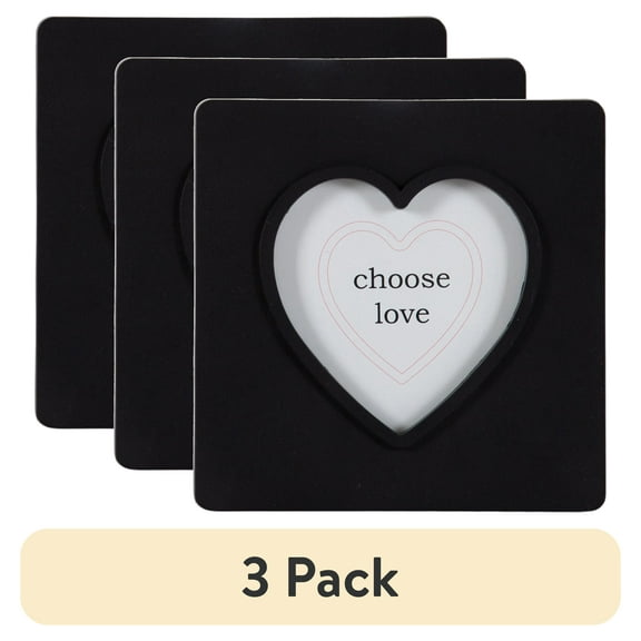 (3 pack) DesignOvation 4x4 Heart Black Decorative Tabletop Picture Frame