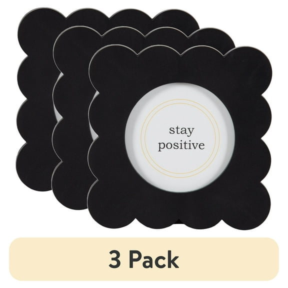 (3 pack) DesignOvation 4x4 Scalloped Black Decorative Tabletop Picture Frame
