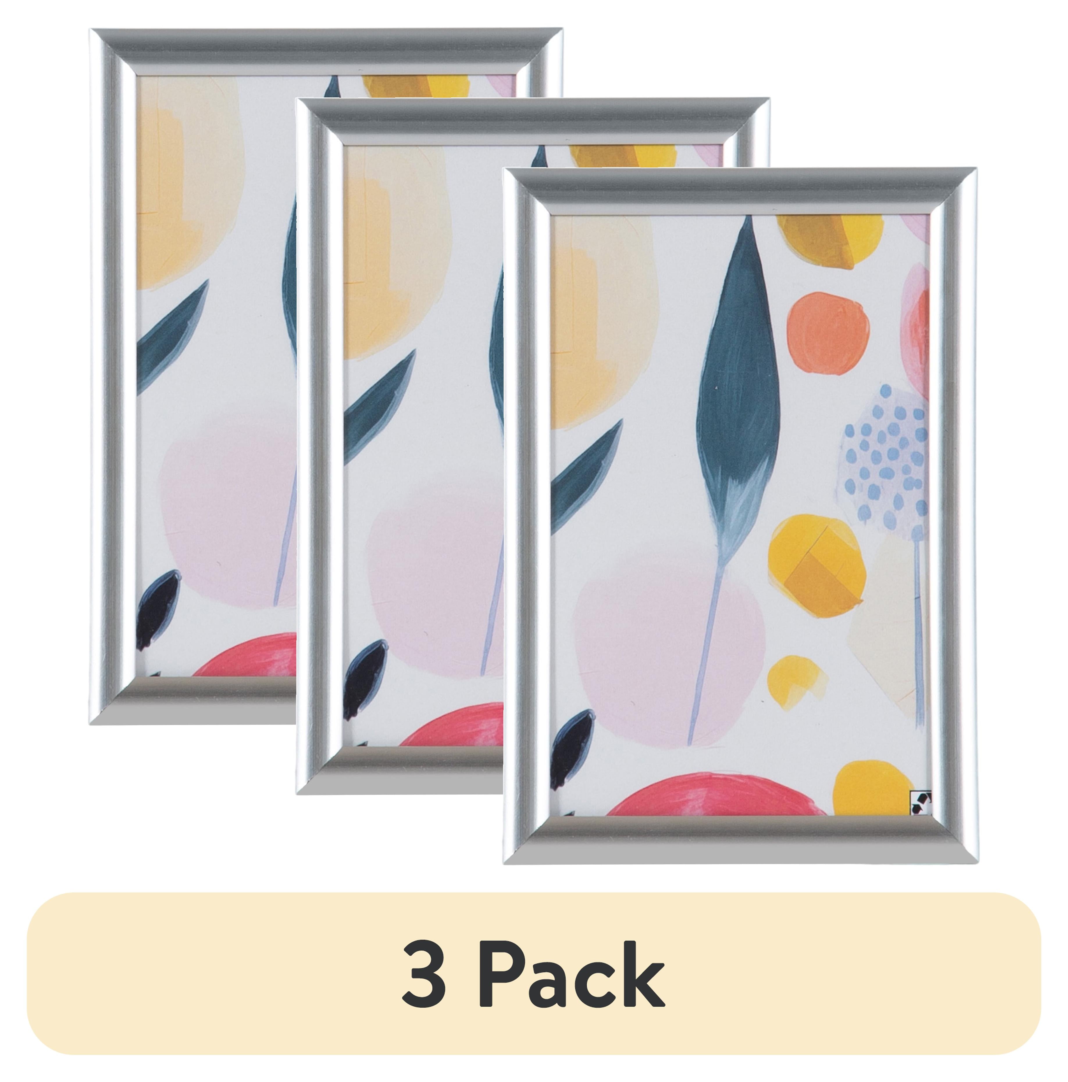 (3 pack) DesignOvation 4x6 Linear Silver Decorative Tabletop Picture Frame