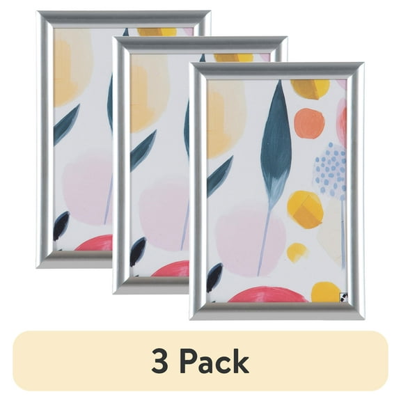 (3 pack) DesignOvation 4x6 Linear Silver Decorative Tabletop Picture Frame