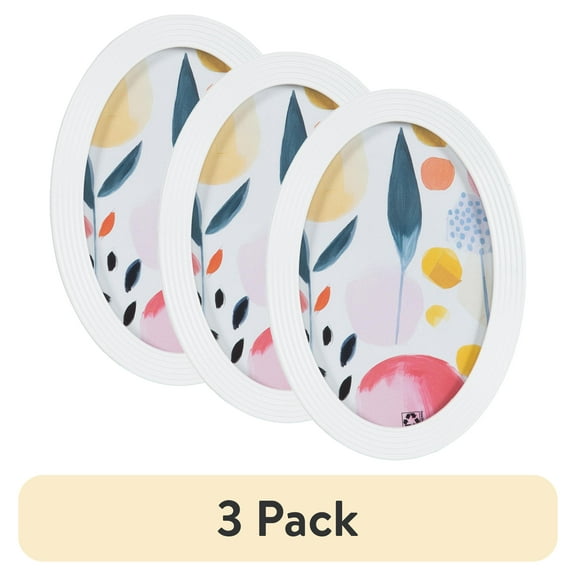 (3 pack) DesignOvation 4x6 Oval White Decorative Tabletop Picture Frame