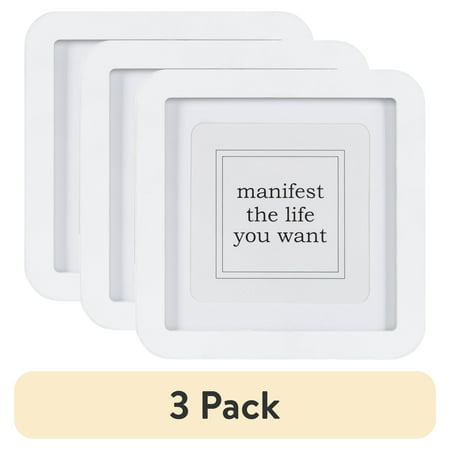 (3 pack) DesignOvation 5x5 Matted for 4x4 Rounded Basic White Decorative Tabletop Picture Frame