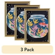 (3 pack) DesignOvation 5x7 Linear Gold Decorative Tabletop Picture Frame