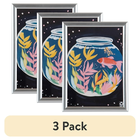 (3 pack) DesignOvation 5x7 Linear Silver Decorative Tabletop Picture Frame