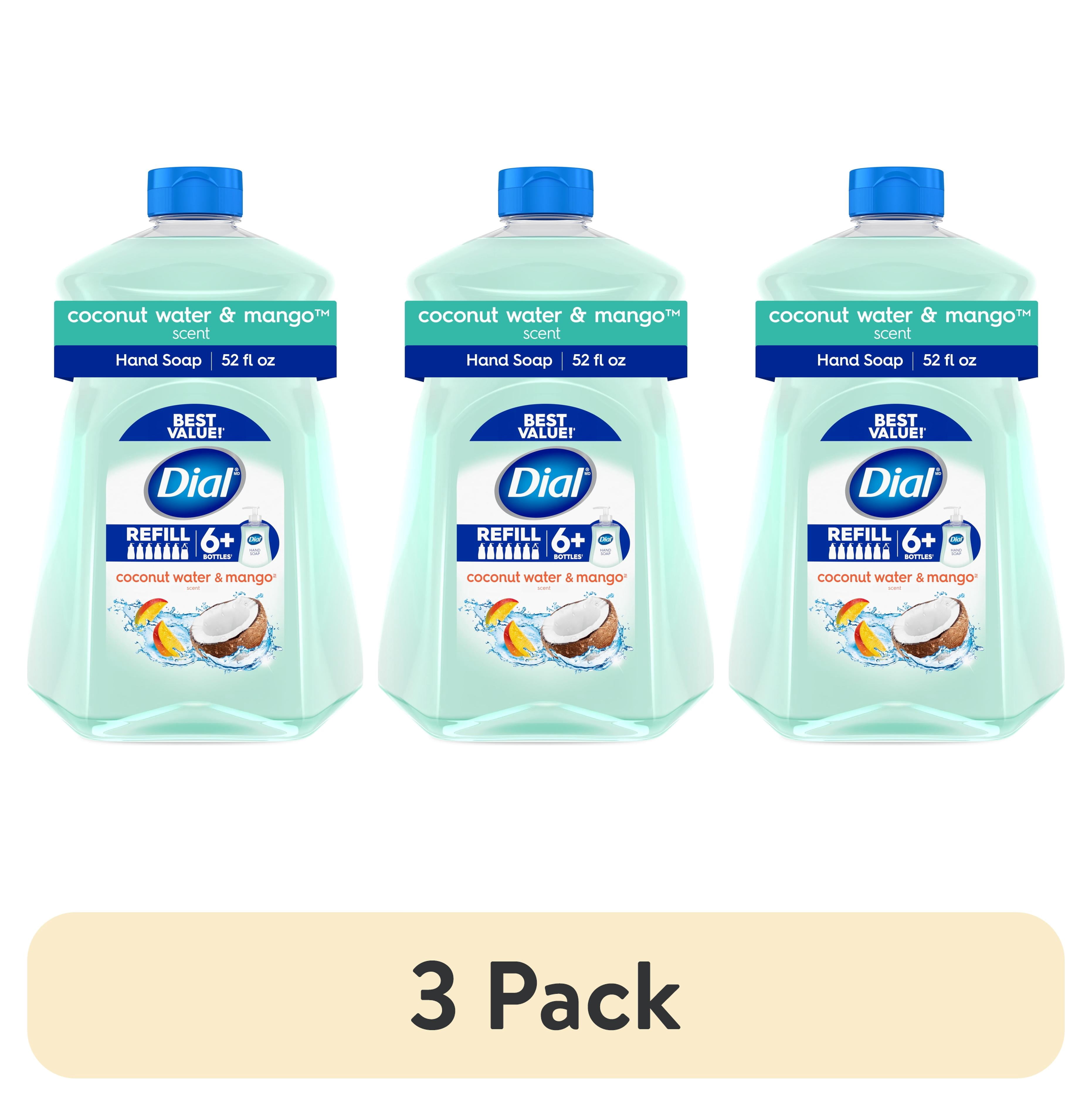 (3 pack) Dial Clean + Gentle Liquid Hand Soap Refill, Coconut Water & Mango Gentle Hand Soap, 52 oz