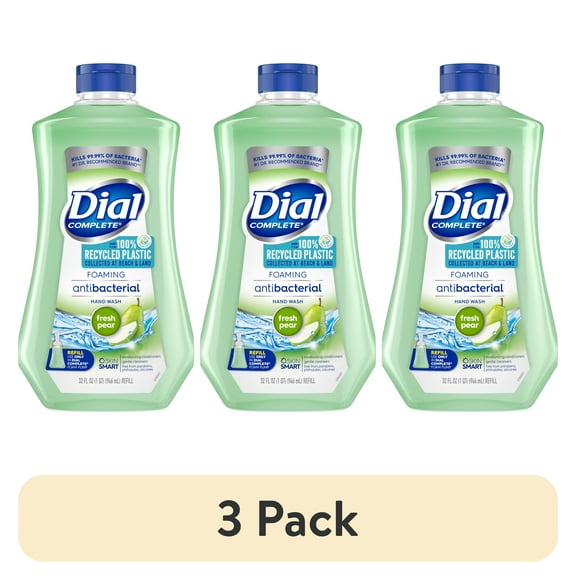(3 pack) Dial Antibacterial Foaming Hand Wash Refill, Fresh Pear, 32 fl oz