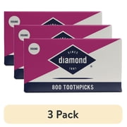 (3 pack) Diamond Classic Round Toothpicks, Toothpick Box, 800 Count Wood Toothpicks