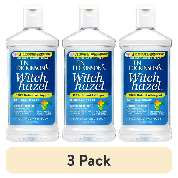 (3 pack) T.N. Dickinson's Witch Hazel Astringent, 100% Natural, 16 fl oz