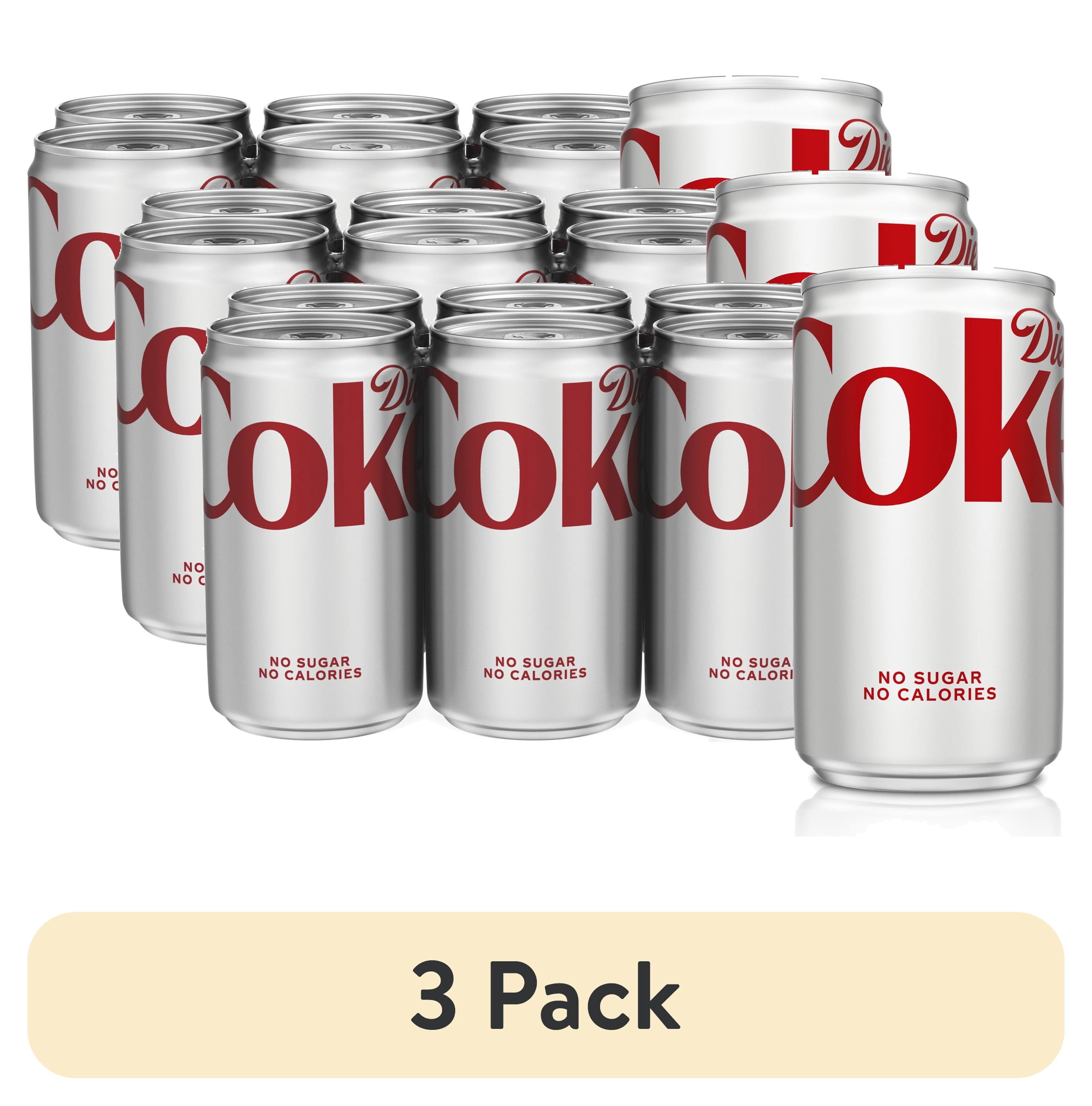 (3 pack) Diet Coke Soda Pop Mini Cans, 7.5 fl oz, 6 Pack