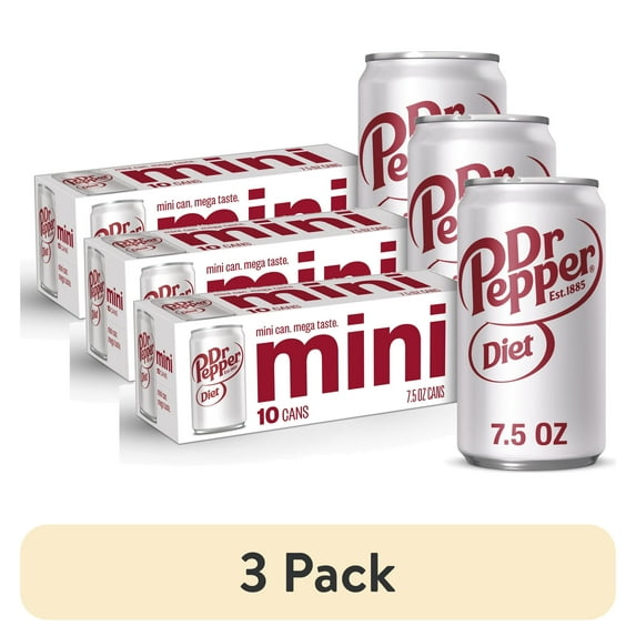 (3 pack) Diet Dr Pepper Soda Pop, 7.5 fl oz, 10 Pack Cans