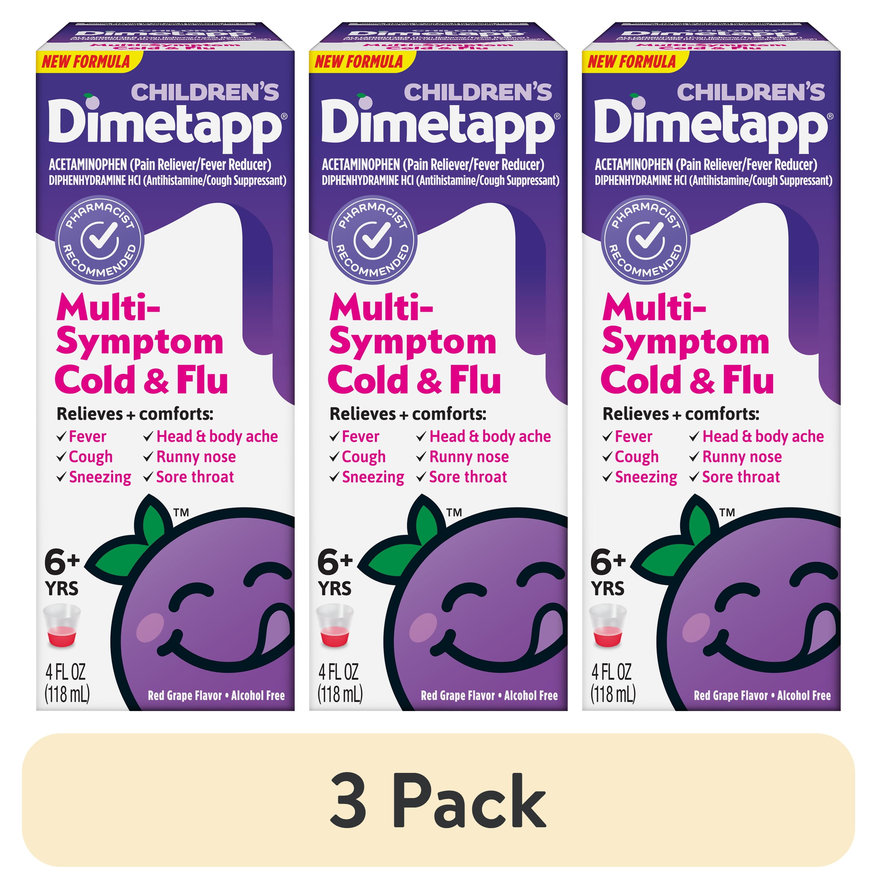 pack) Dimetapp Childrens Multi-Symptom Cold Flu Medicine, 4oz