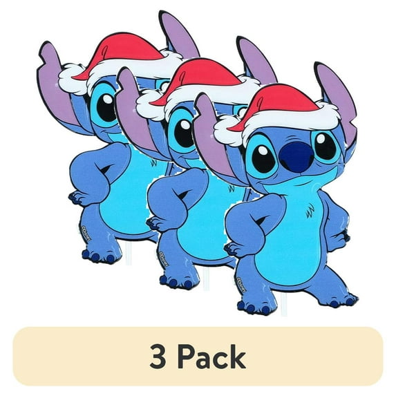 (3 pack) Disney 15" Tall Metal Stitch Wearing a Christmas Hat Yard Stake