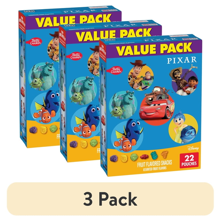 3 pack) Disney Pixar Fruit Flavored Snacks, Gluten Free, Kids